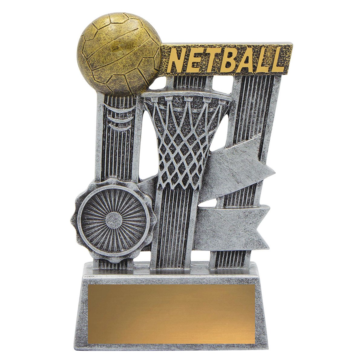 A1808B Netball Silver Ribbon - Image 1