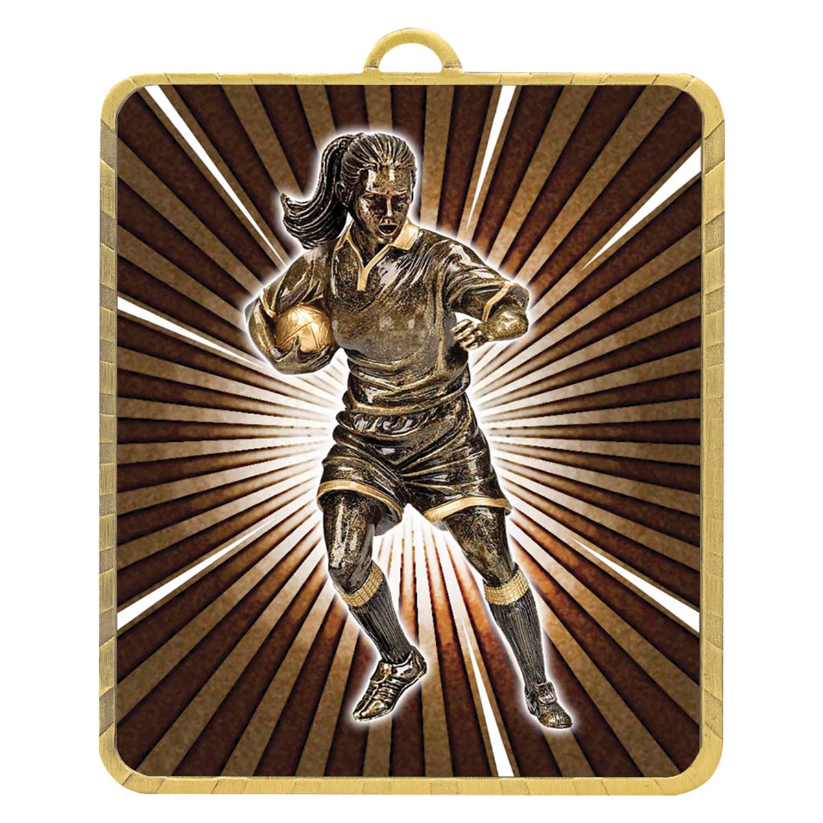 LM012G Gold Lynx Medal - Rugby Female - Image 1
