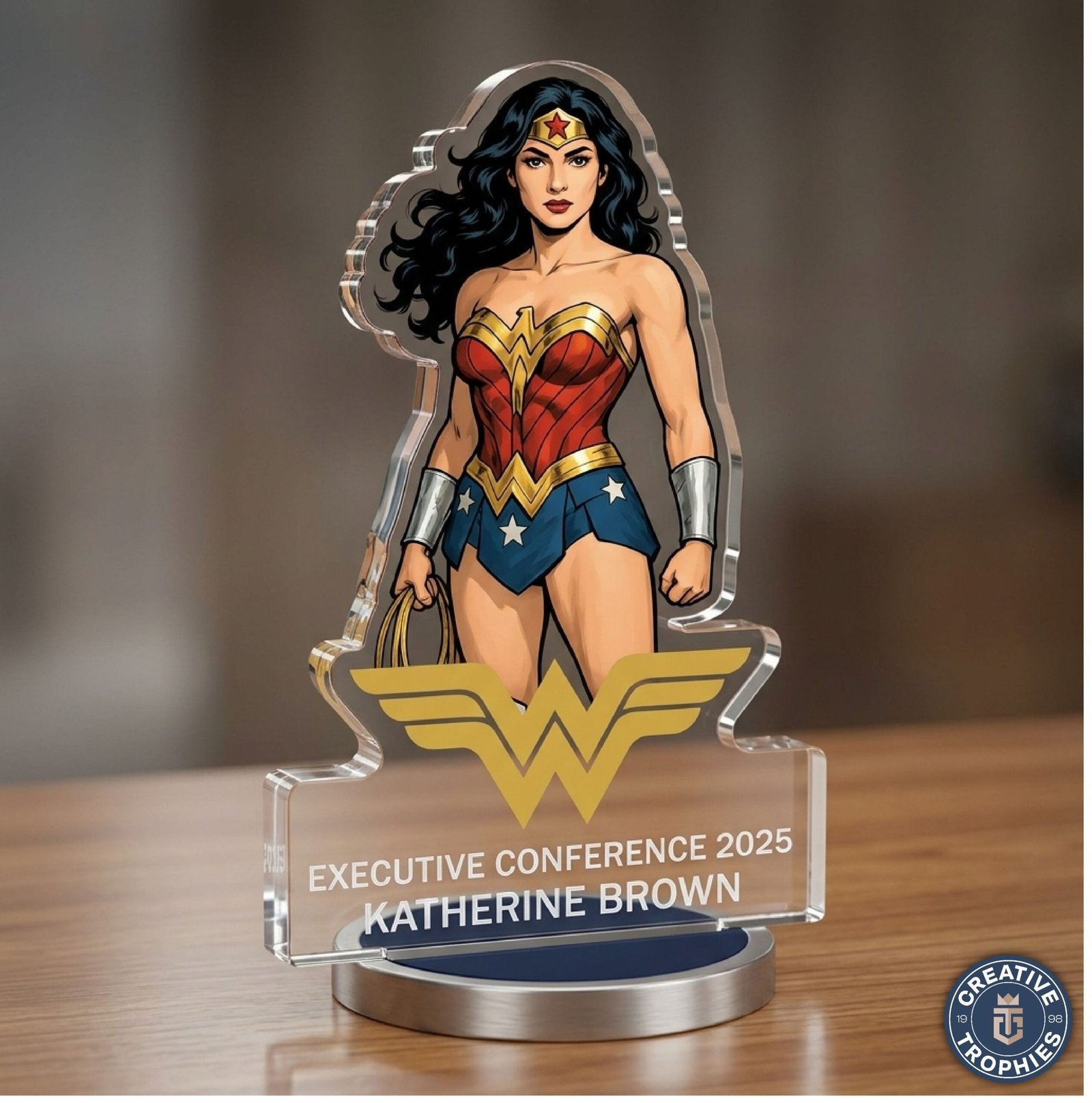custom_acrylic_award Custom Acrylic Standee Trophy - Superhero Style - Image 1
